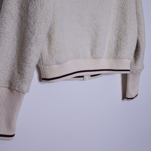 ATHLETA Tugga Sherpa Jacket Natural High Neck Full Zip Ribbed Cuffs Women's XS - Picture 13 of 15